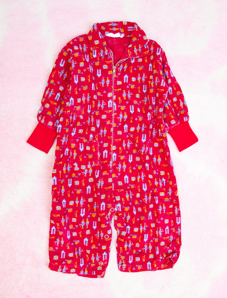 LITTLE SOLDIER CORD JUMPSUIT - RED - 1-2 YEARS
