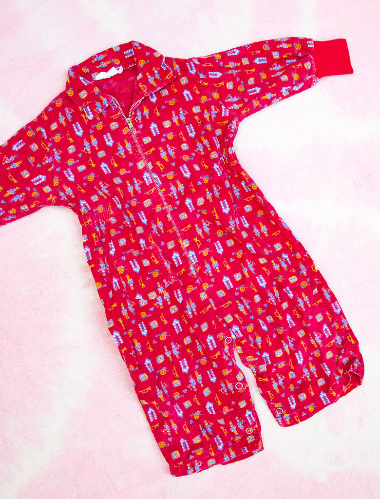 LITTLE SOLDIER CORD JUMPSUIT - RED - 1-2 YEARS