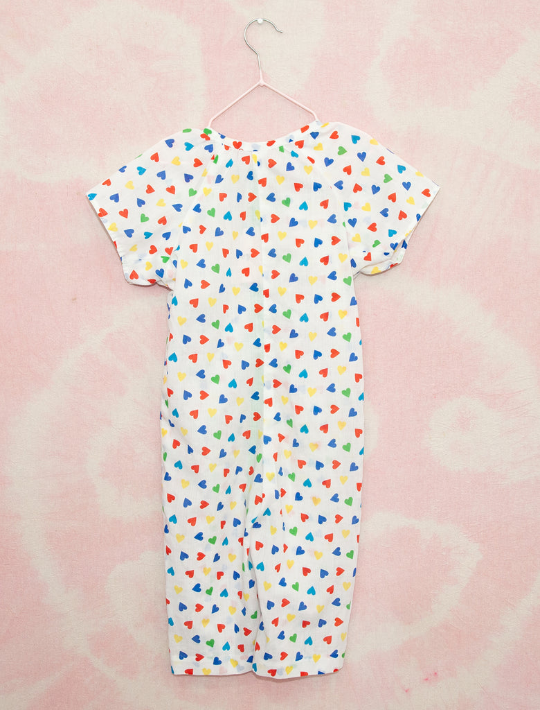 50s COTTON COVERALLS - RAINBOW HEARTS - 4-5 YEARS