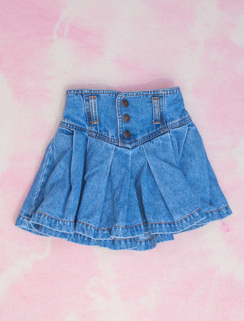 PLEAT SKATER SKIRT - DENIM - 2-3 YEARS