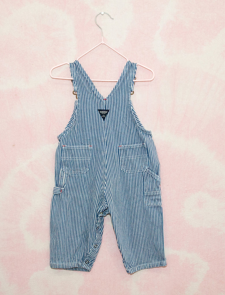 JOEY RAINBOW KIDS VINTAGE OSHKOSH ENGINEER DENIM PINSTRIPE OVERALLS