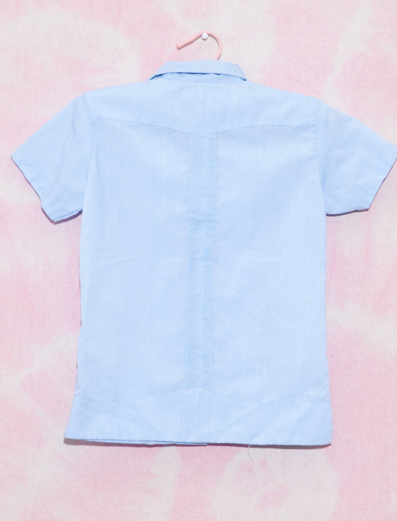 70s TRADITIONAL MEXICAN SHIRT - POWDER BLUE - 4-5 YEARS