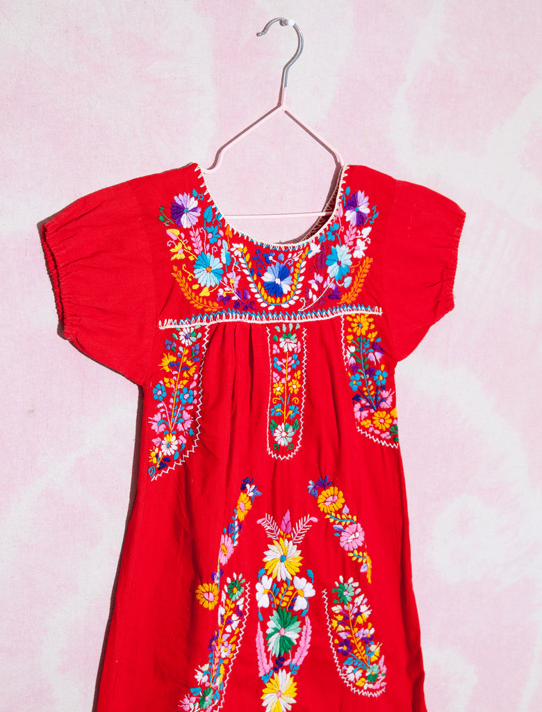 MEXI DRESS - RED/RAINBOW - 4-6 YEARS