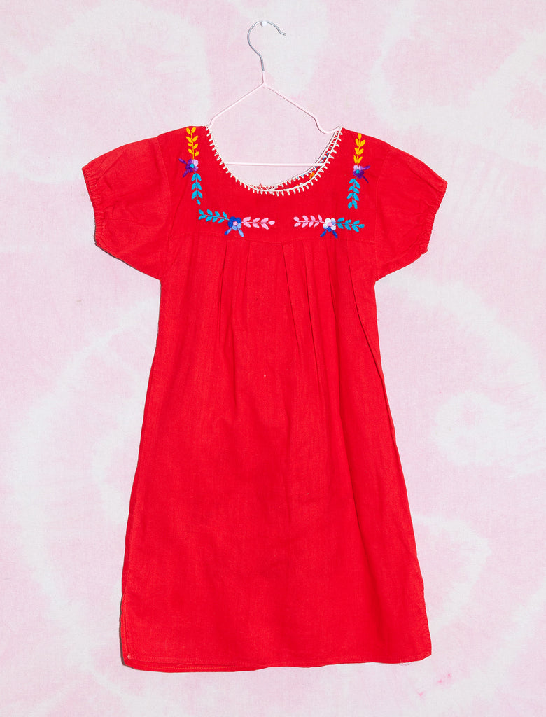 MEXI DRESS - RED/RAINBOW - 4-6 YEARS