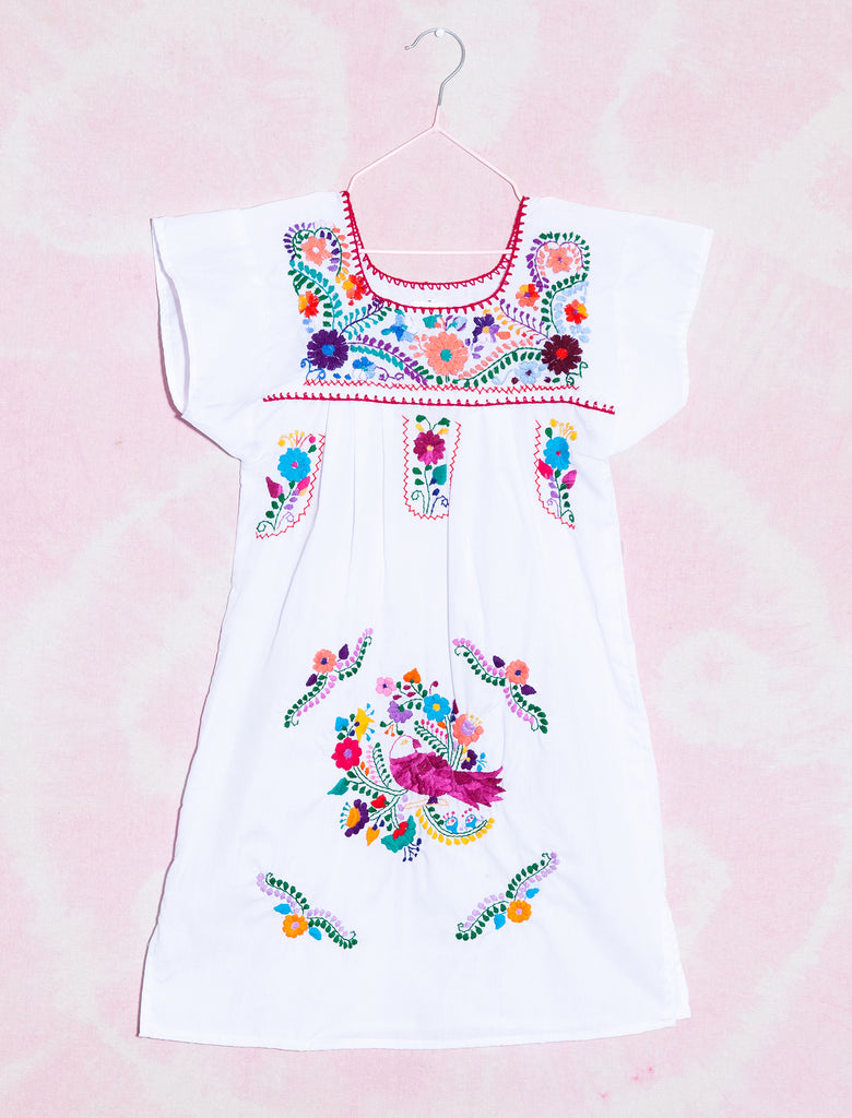 joey rainbow kids vintage hand embroidered Mexican summer cotton dress