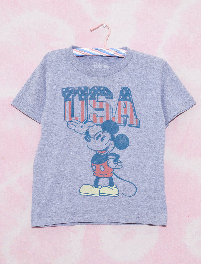 MICKEY USA TEE - GREY MARLE - 6-8 YEARS