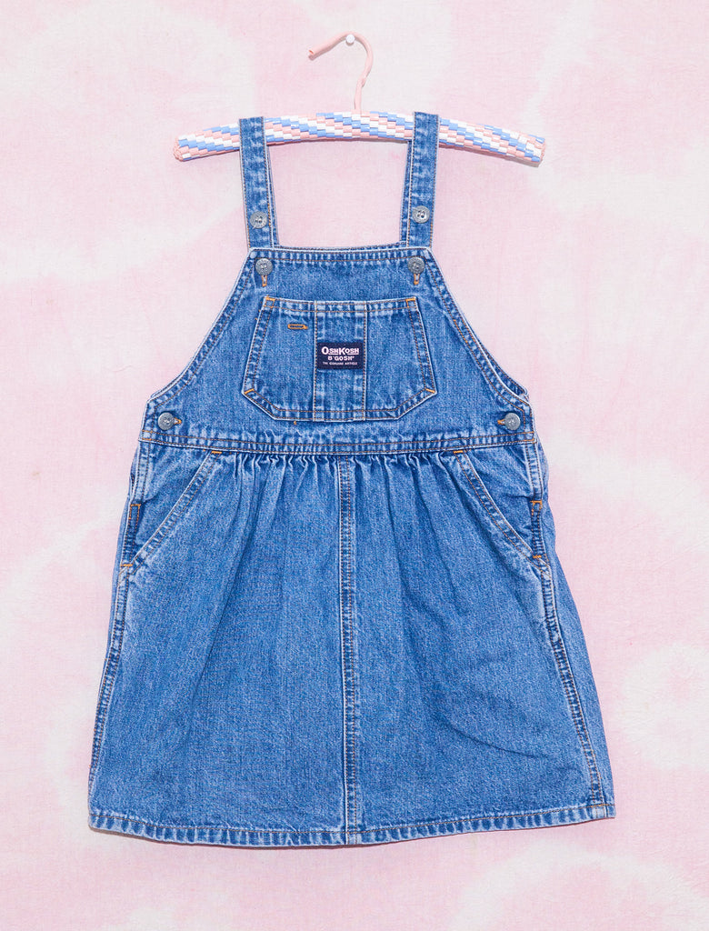 OSHKOSH PINAFORE - DENIM / CANDY - 4-6 YEARS