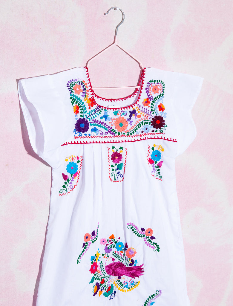 joey rainbow kids vintage hand embroidered Mexican summer cotton dress