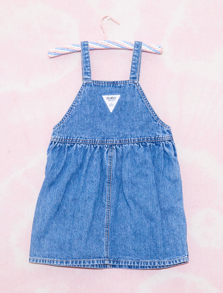 OSHKOSH PINAFORE - DENIM / CANDY - 4-6 YEARS