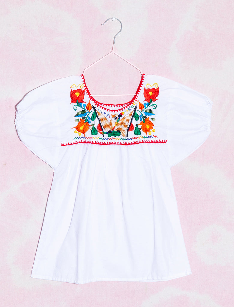 VIVA MEXI DRESS - WHITE/RAINBOW - 2-3 YEARS