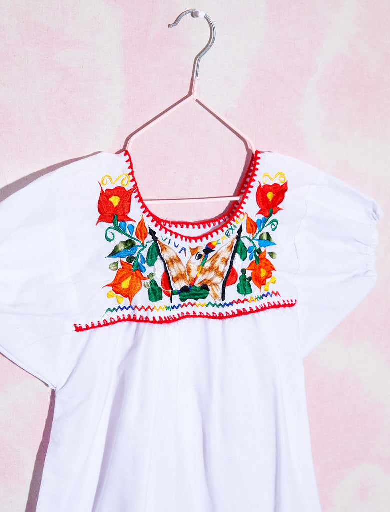 VIVA MEXI DRESS - WHITE/RAINBOW - 2-3 YEARS