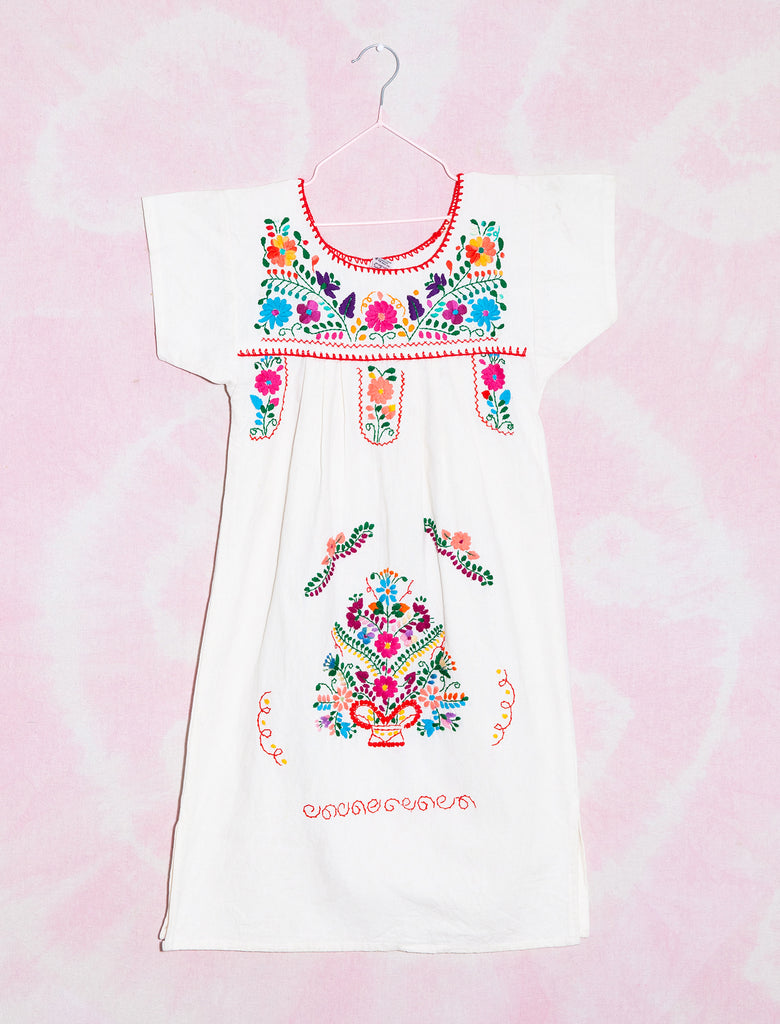 joey rainbow kids vintage hand embroidered Mexican summer cotton dress