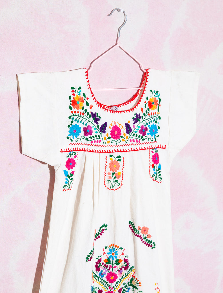 joey rainbow kids vintage hand embroidered Mexican summer cotton dress