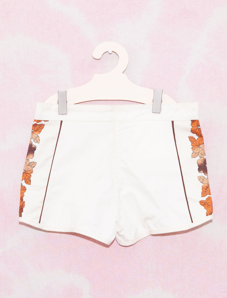 LIGHTNING BOLT BOARDSHORTS - CREAM/BROWN HIBISCUS - 12 YEARS/27"