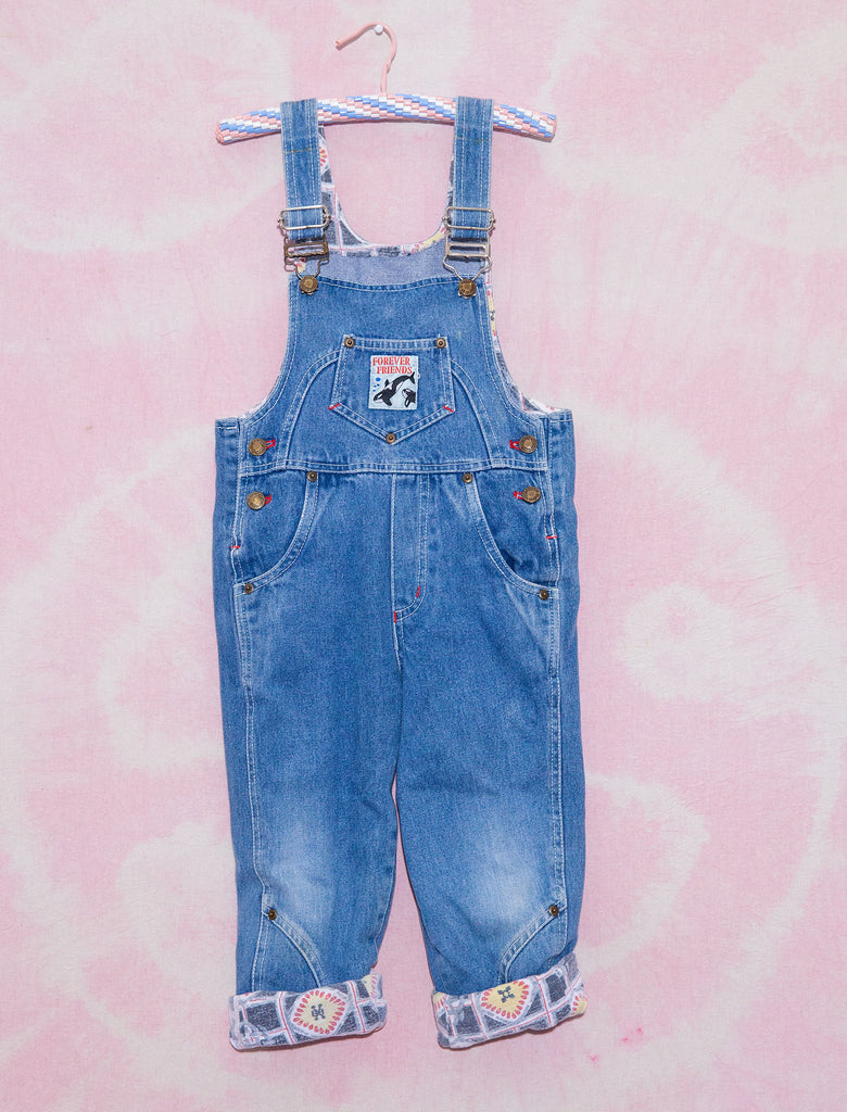 FOREVER FRIENDS OVERALLS - DENIM /RED - 4-6 YEARS