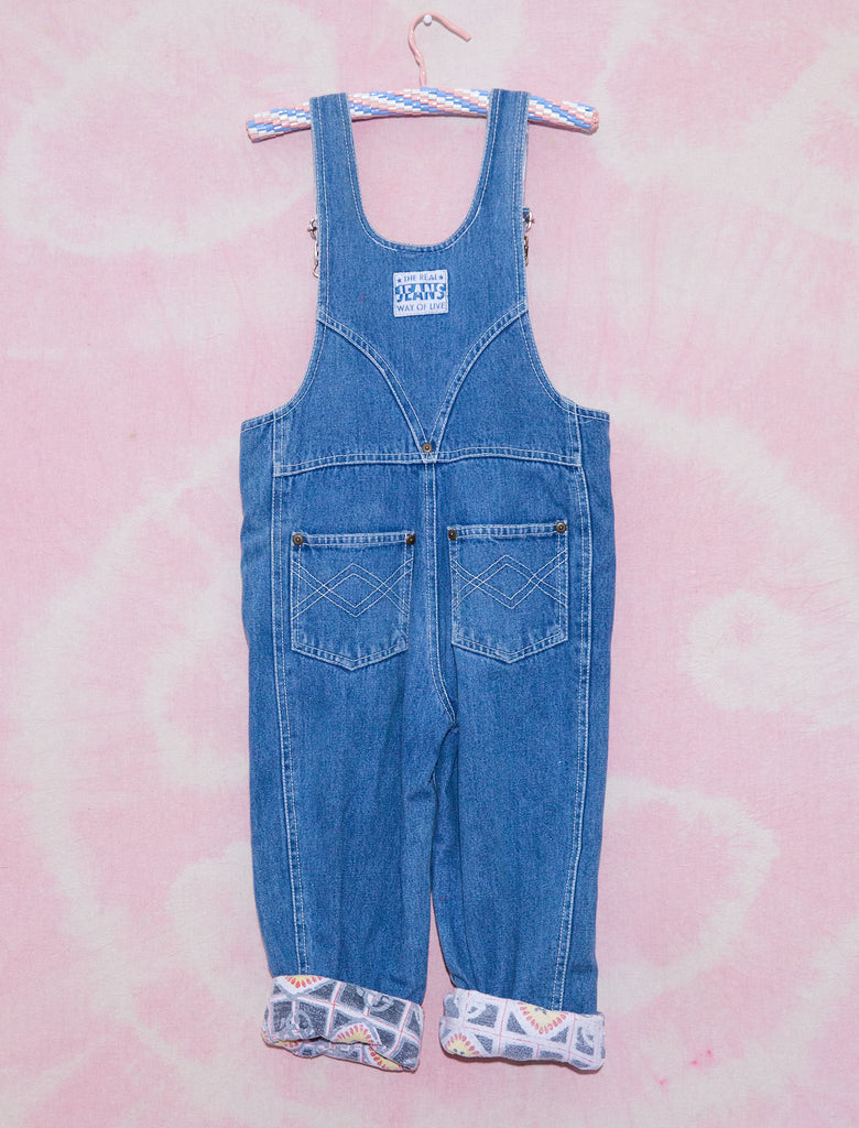 FOREVER FRIENDS OVERALLS - DENIM /RED - 4-6 YEARS