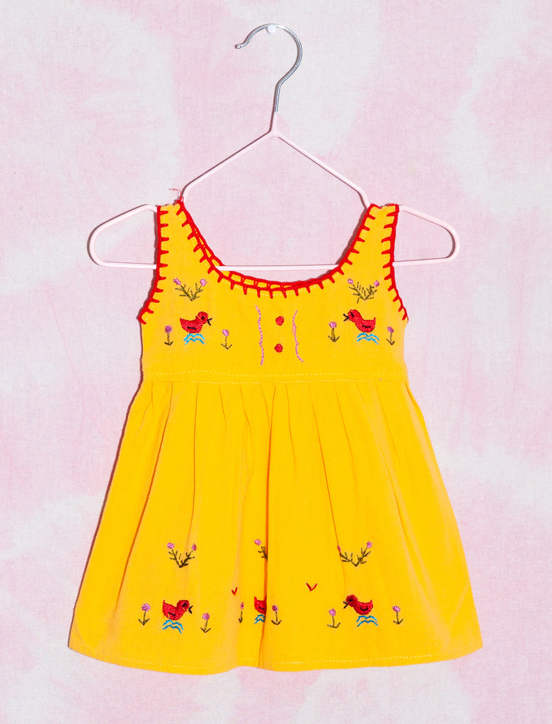 joey rainbow kids vintage hand embroidered Mexican summer cotton dress