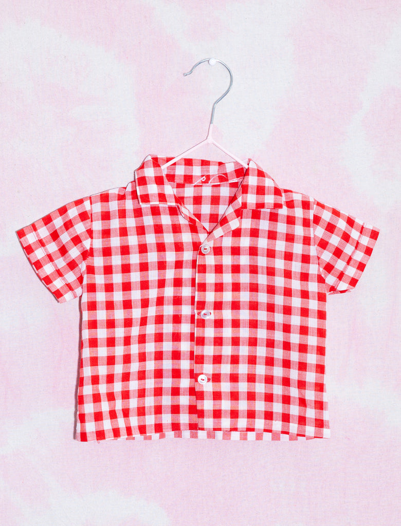 CHECK SHIRT  -  WHITE/RED  - 0-1 YEARS