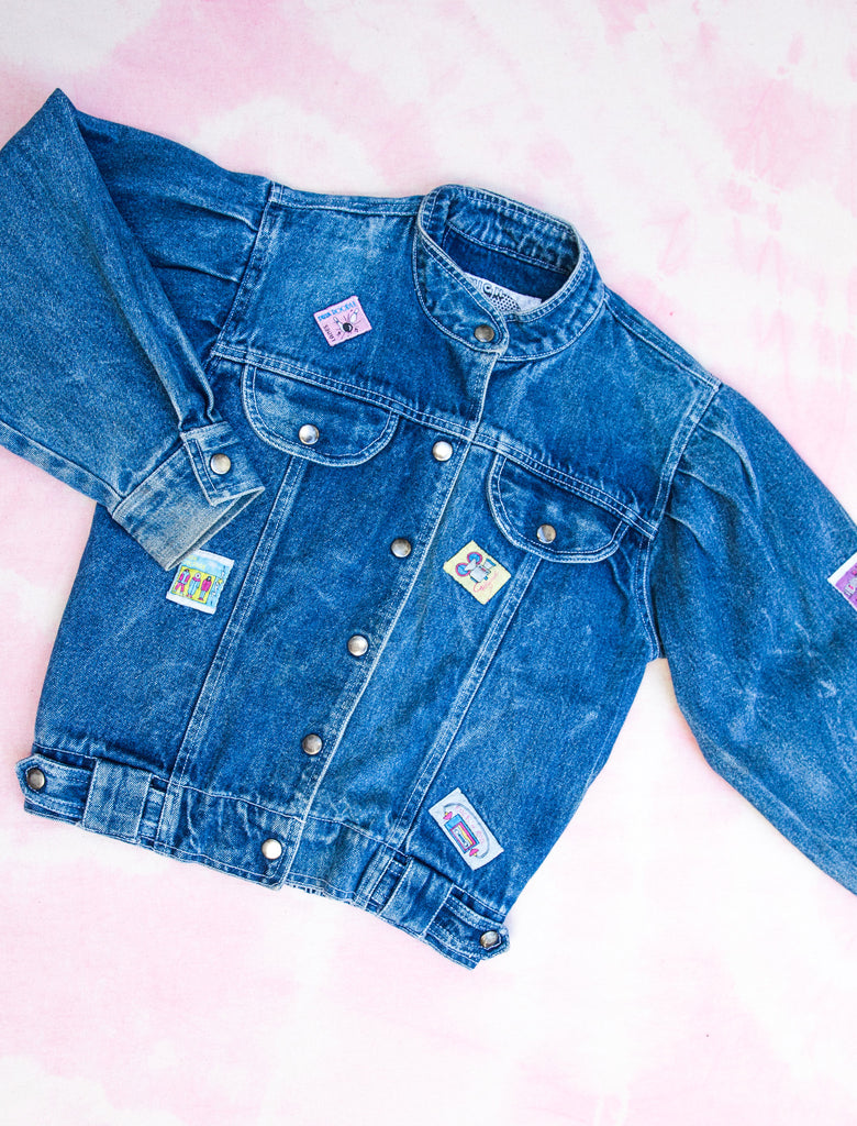 joey rainbow kids vintage 80s denim jacket