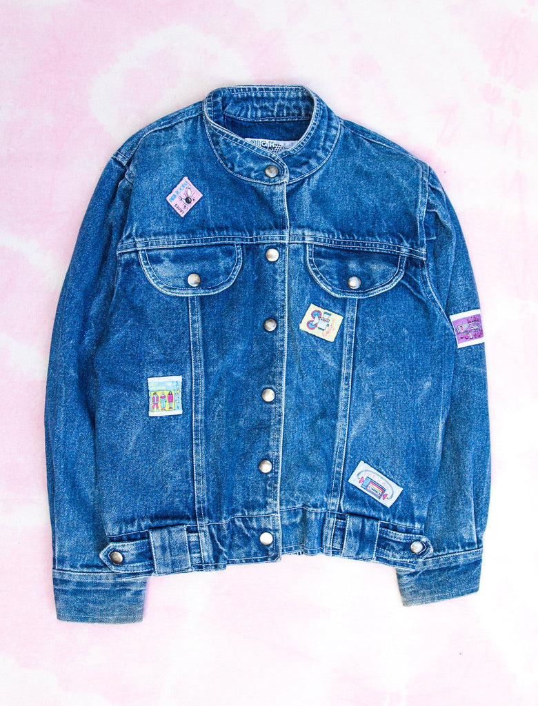 joey rainbow kids vintage 80s denim jacket