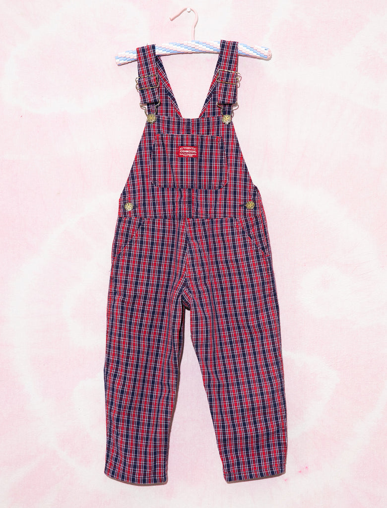 joey rainbow kids vintage check overalls
