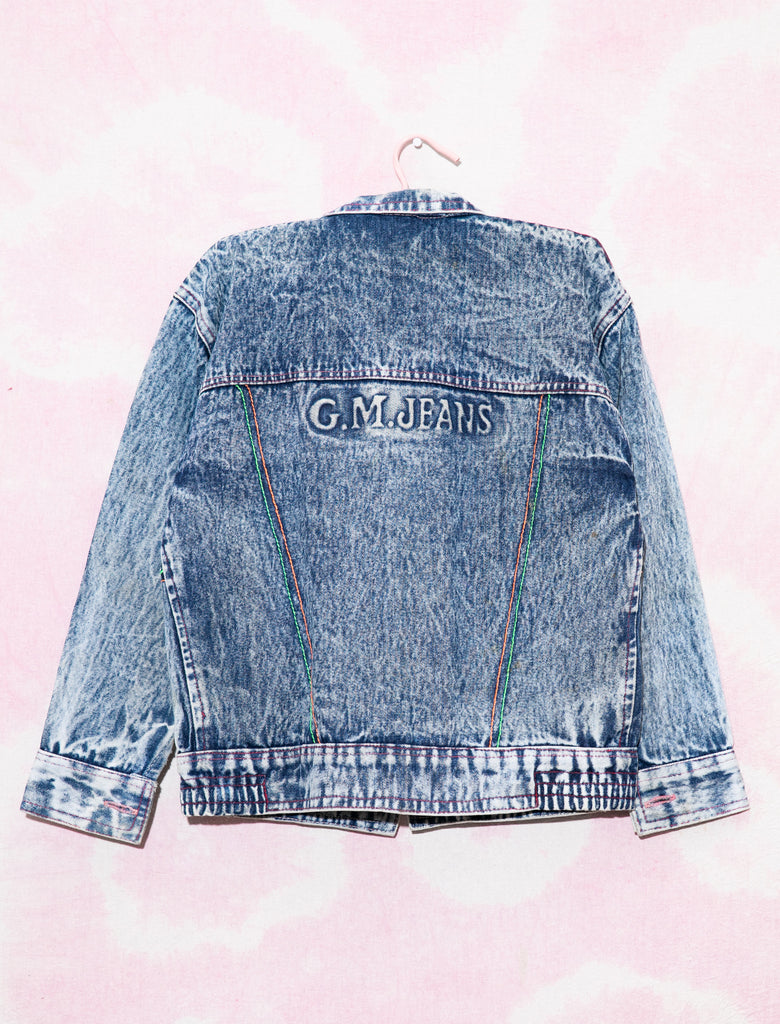 80s BABY DENIM JACKET -  ACID WASH  - 8-10 YEARS