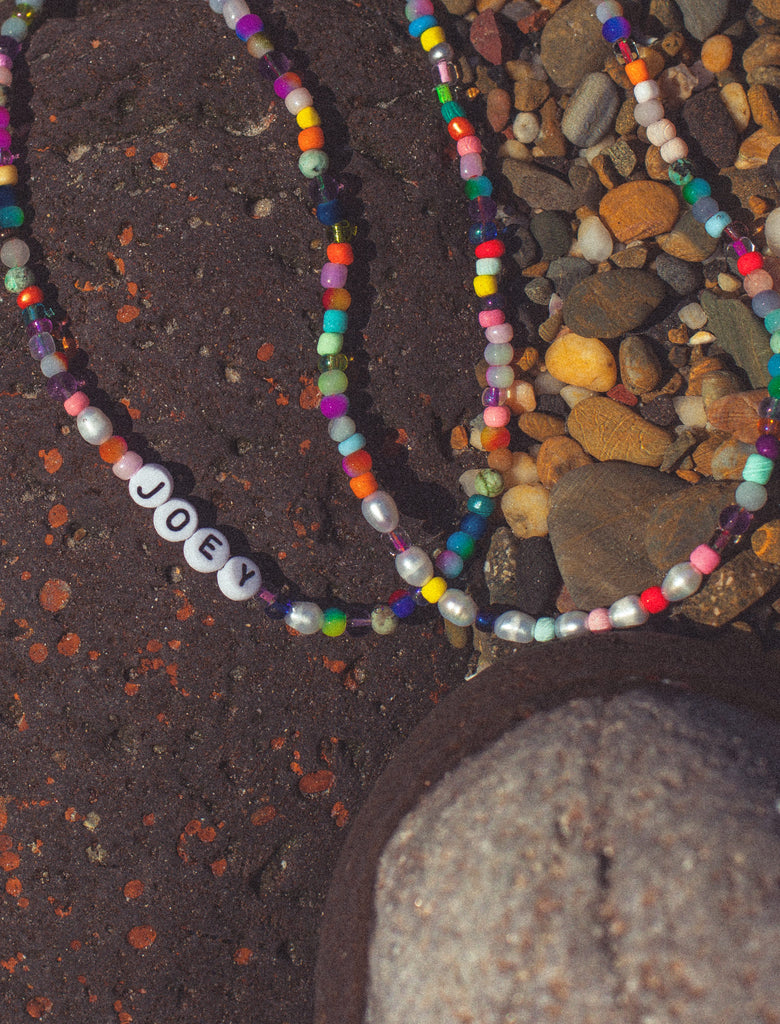 custom order handmade rainbow name necklace
